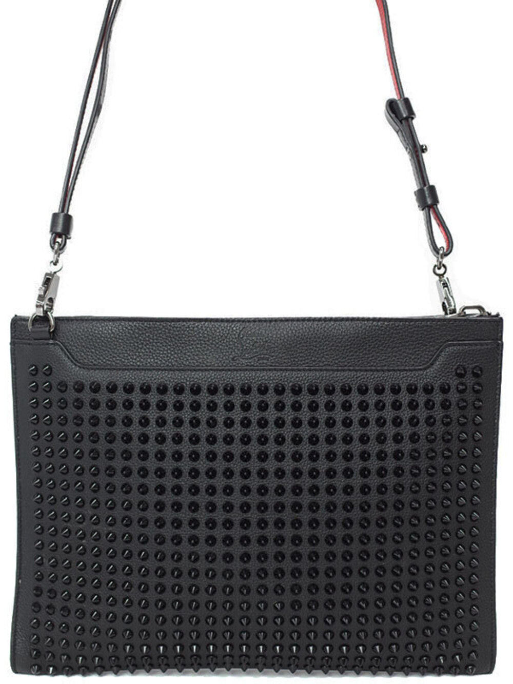 Christian Louboutin Sky Pouch Clutch Spike Studs Clutch Bag Black